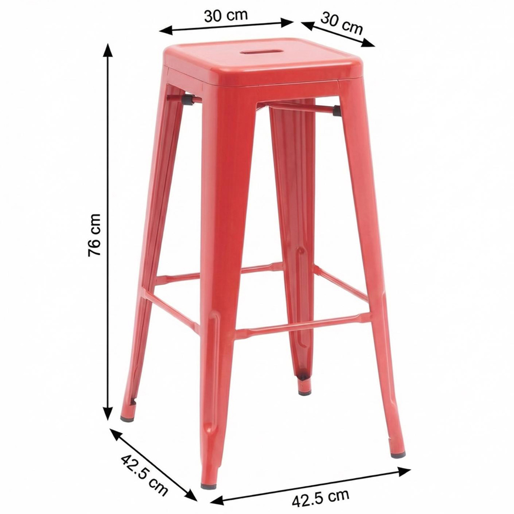 FWStyle Red Gloss Metal Bar Stool 4 Pack Image 6