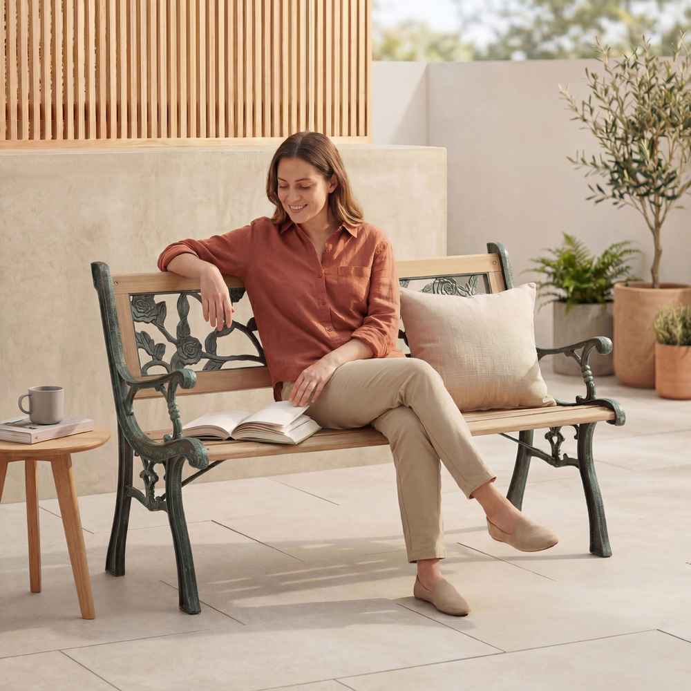 GARDEN VIDA Rose Style Garden Bench Image 4