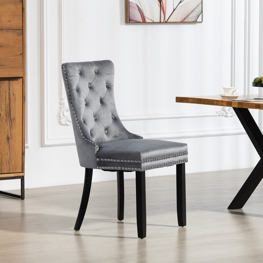 Artemis Home Ceres Set of 2 Grey Velvet Fabric Dining Chair Image 6