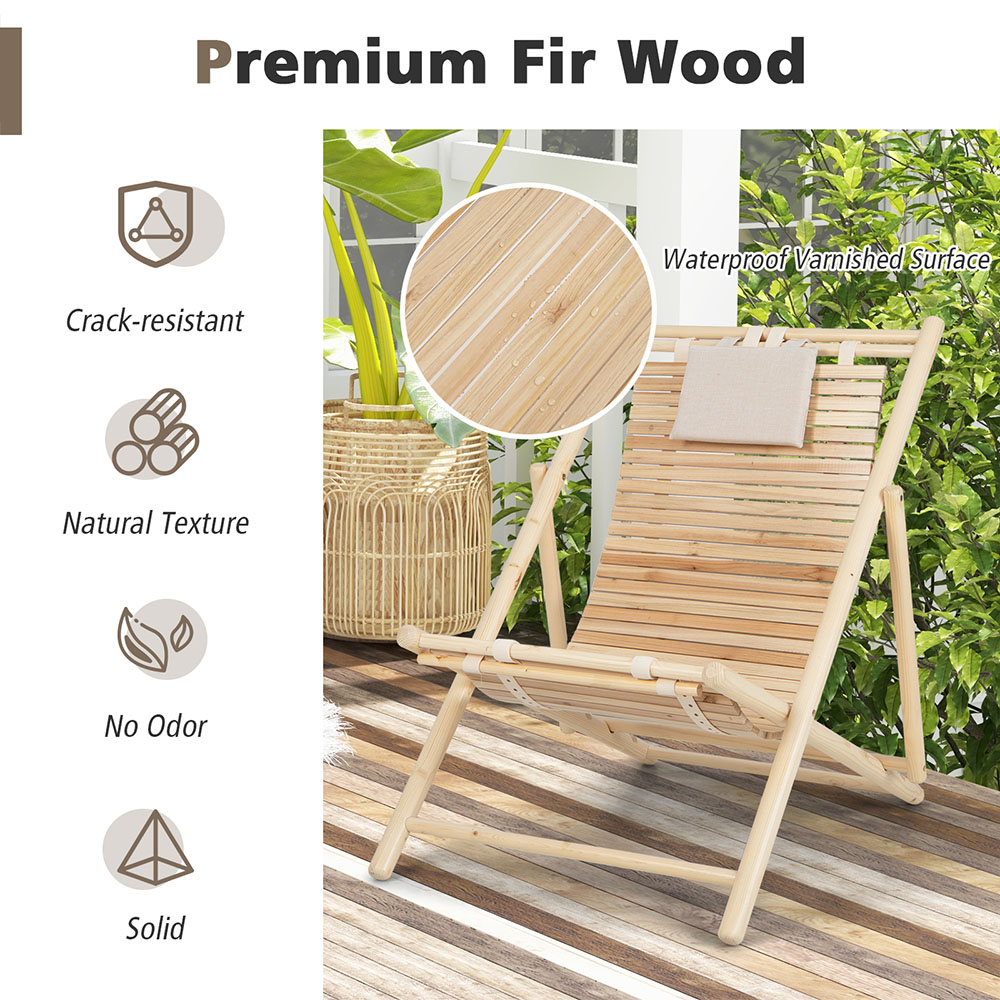 Costway Natural 3 Level Adjustable Reclining Lounger Image 6