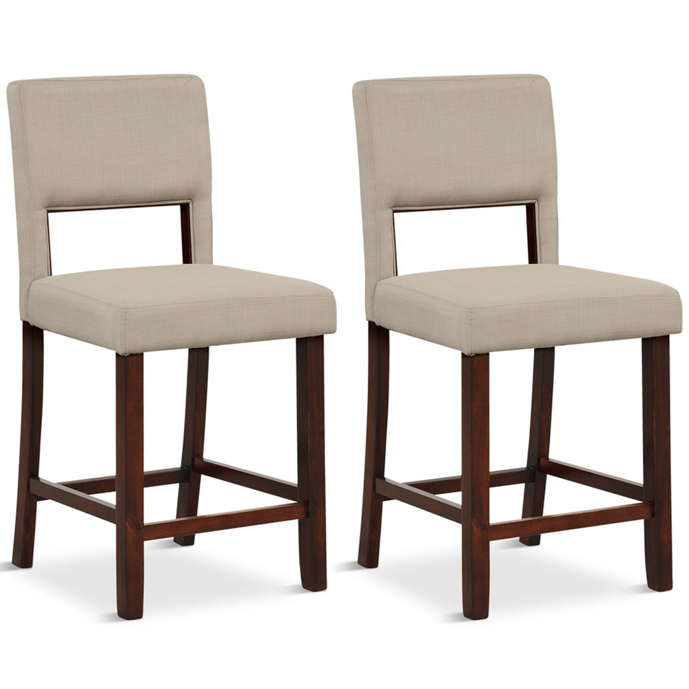 Costway Beige Bar Stool Set of 2 Image 2