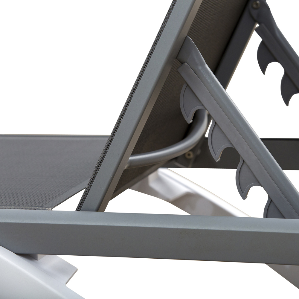 Outsunny Light Grey 5 Level Adjustable Sun Lounger Image 3