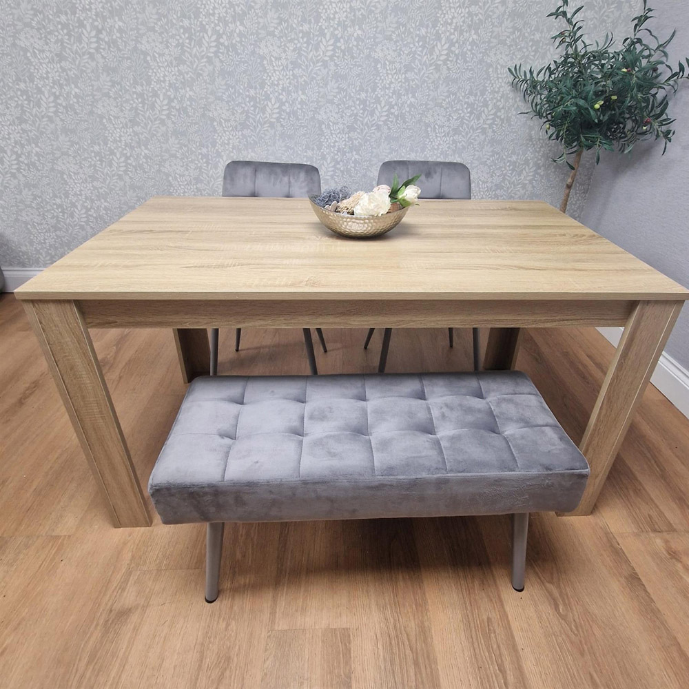Kosy Koala 4 Seater Dining Set with Bench Oak Effect and Grey Velvet Image 5