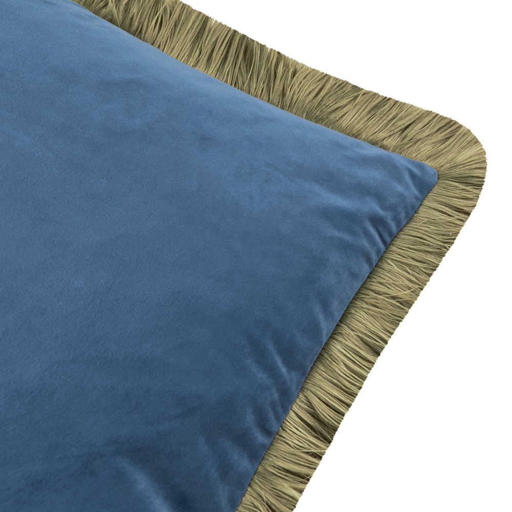 Furn Halo Fringed Petrol and Sage Velvet Cushion 50 x 50cm Image 2