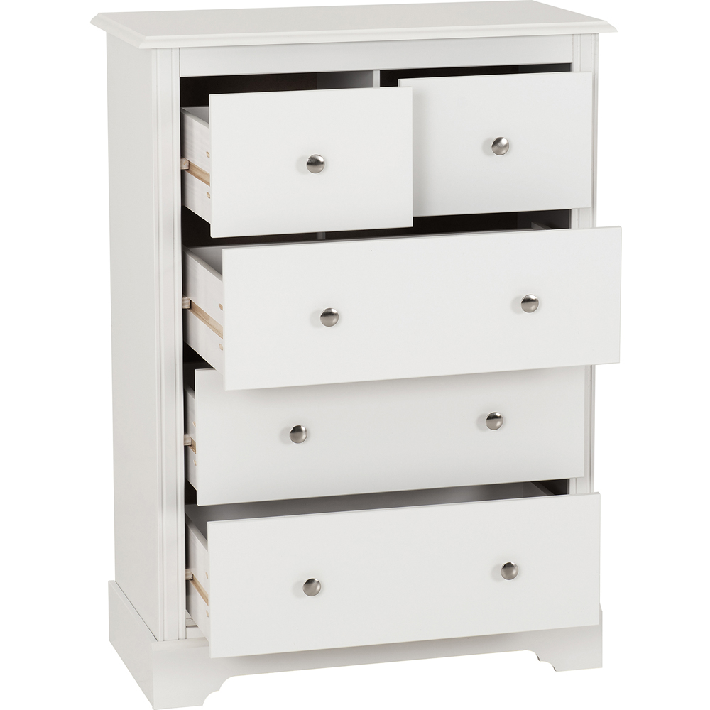 Seconique Stratford 5 Drawer White Storage Chest Image 4