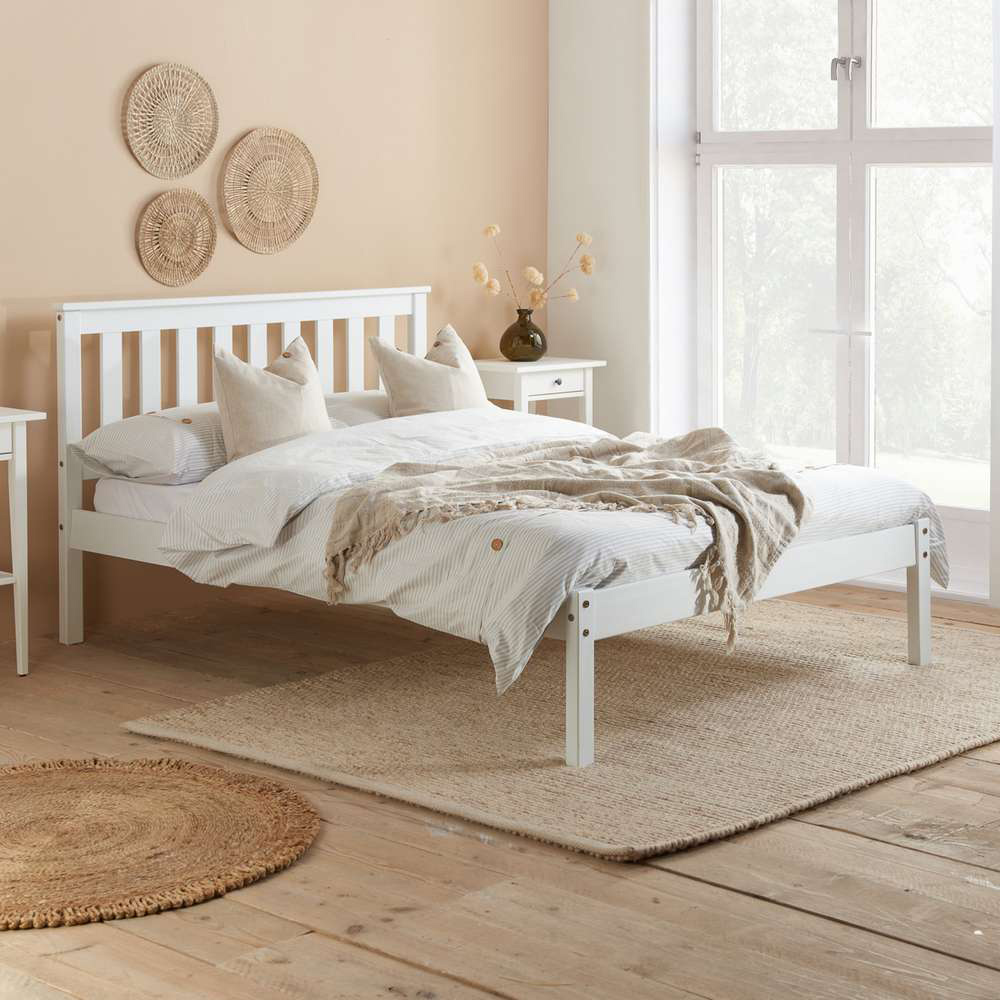 Denver Small Double White Wooden Bed