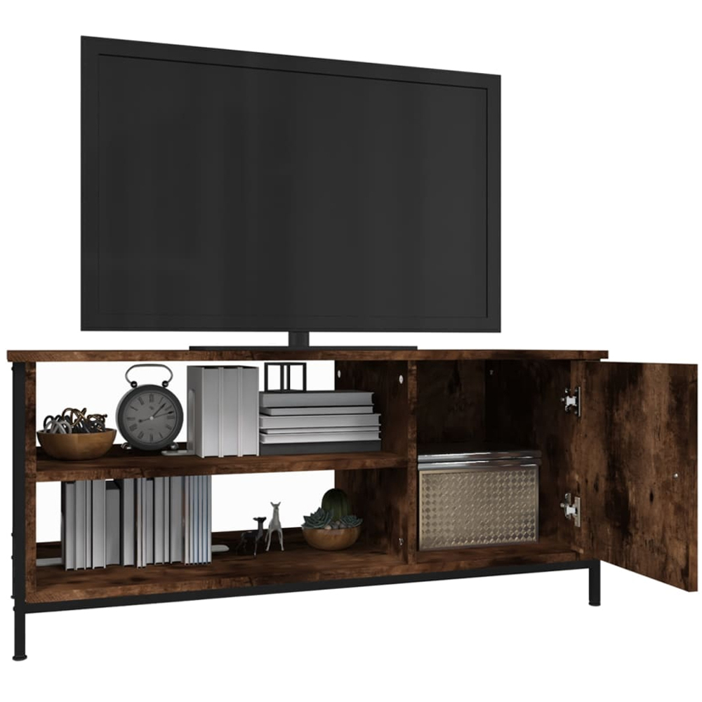 vidaXL Single Door 2 Shelf Smoked Oak TV Cabinet Image 4
