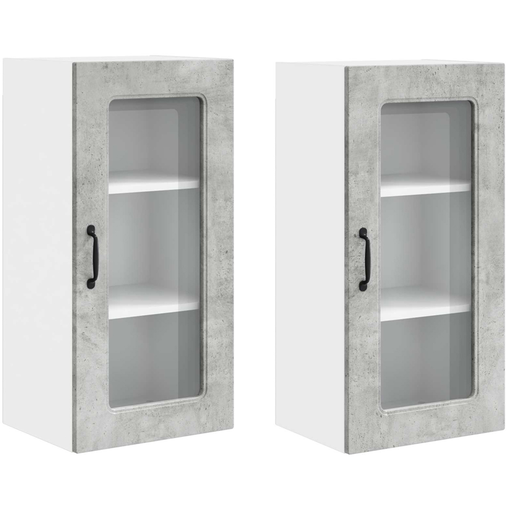 vidaXL Kalmar Single Door Concrete Grey Wall Kitchen Cabinet 2 Pack Image 8