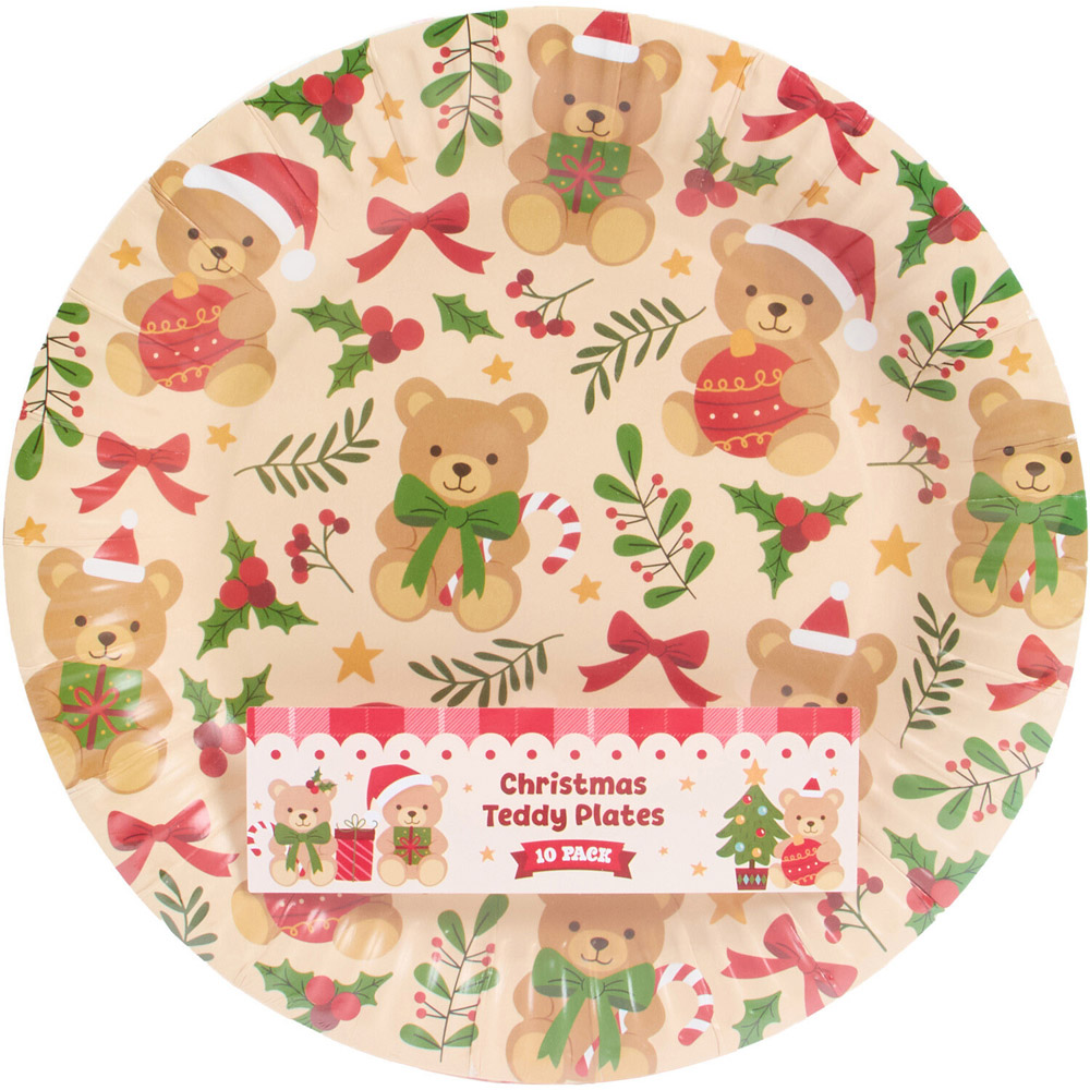 Pack of 10 Christmas Teddy Paper Plates Image 1