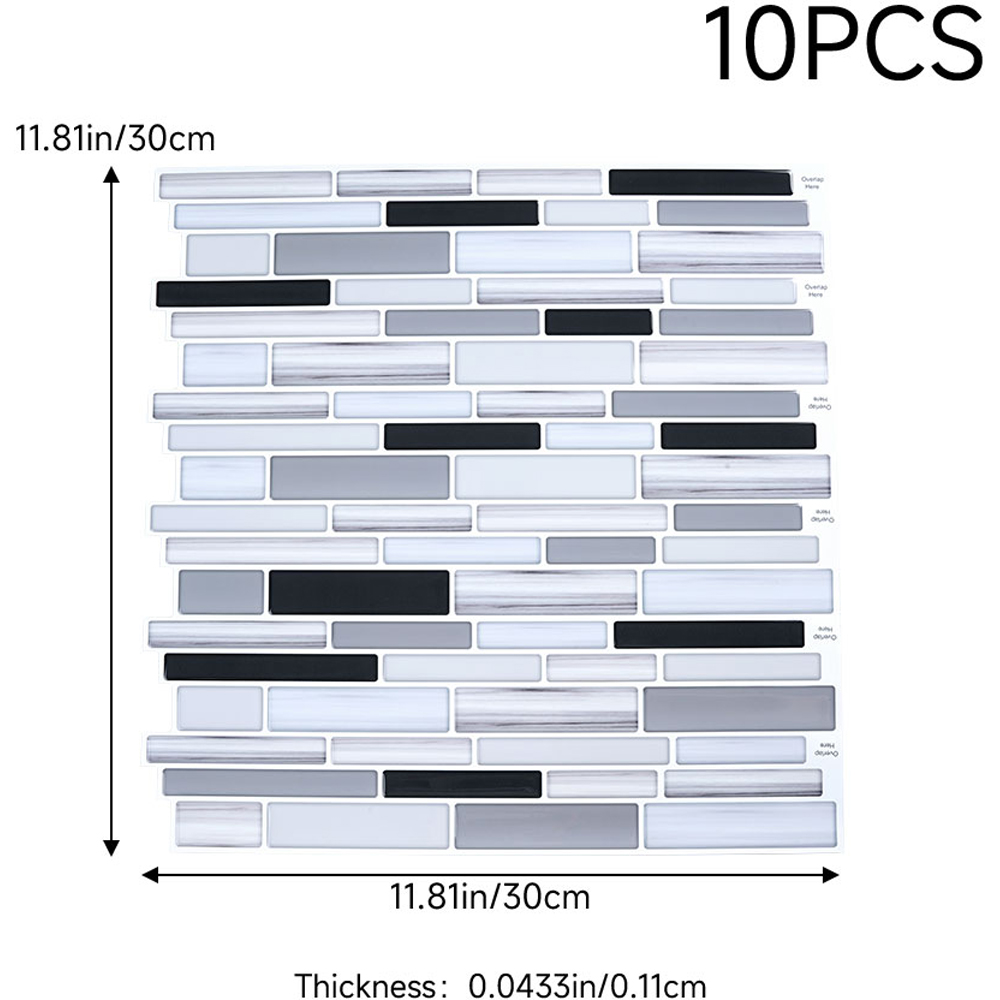 Living and Home Brick Effect Black and Grey Self Adhesive Wall Sticker 10 Pack Image 8