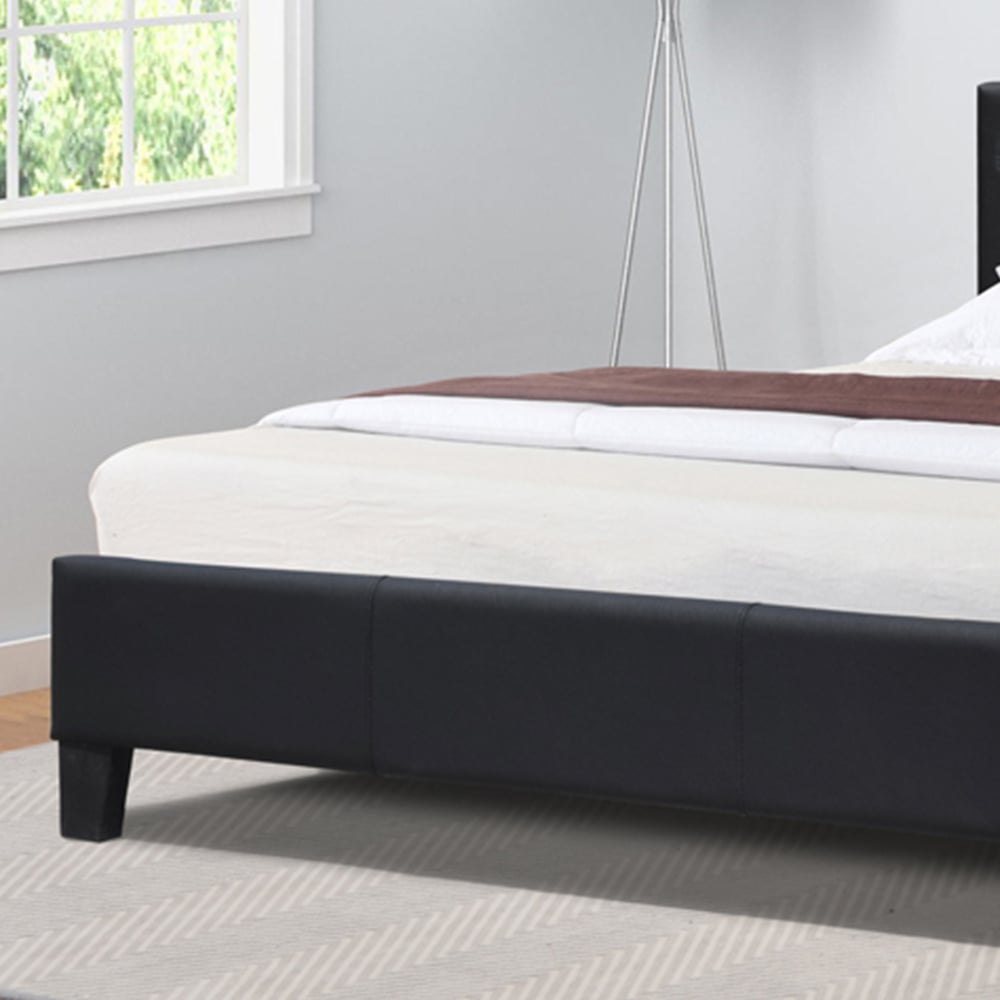 Comfy Living Double Black Faux Leather Bed Frame with LED Strip Image 3