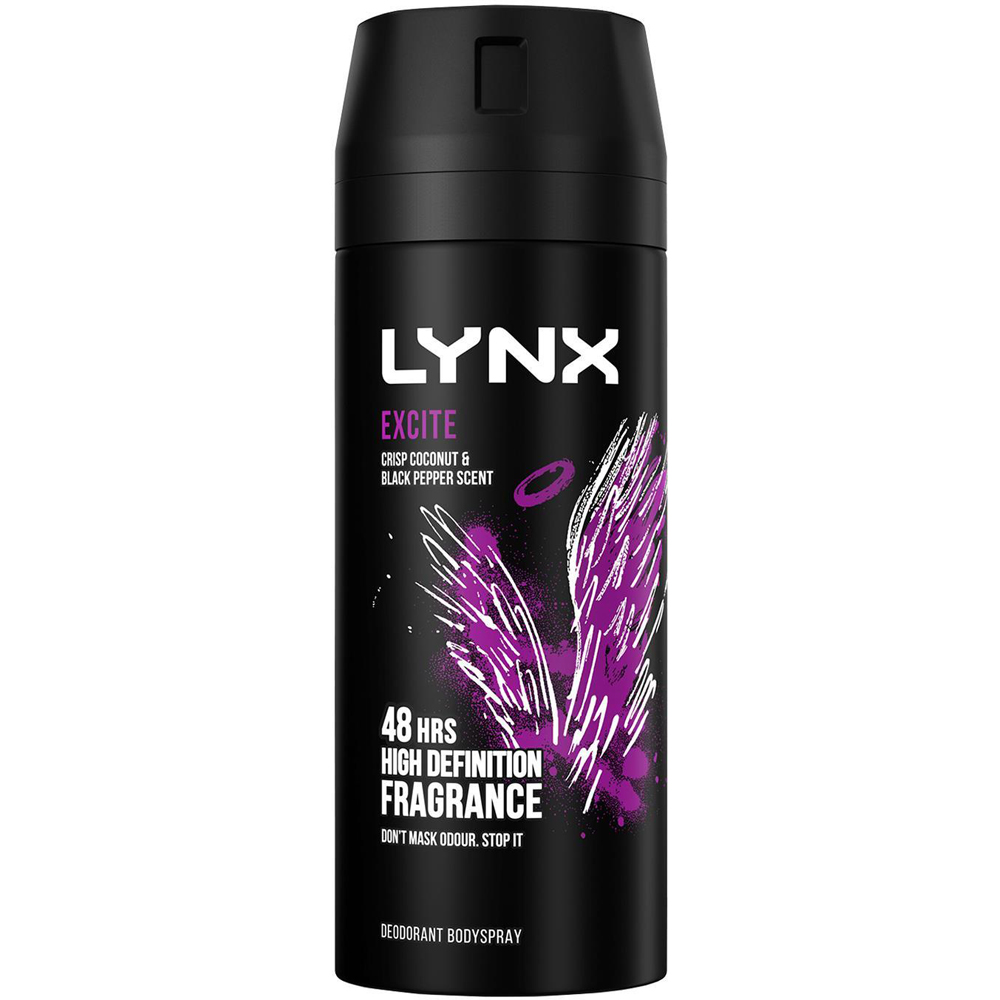 Lynx Excite Crisp Coconut and Black Pepper 48H Protection Deodorant Body Spray 150ml 36 Pack Image 3