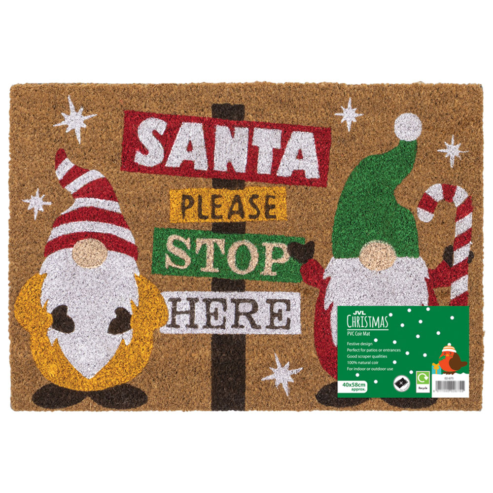 JVL Christmas Santa Stop Here Coir Non Slip Entrance Doormat 40 x 58cm Image 7