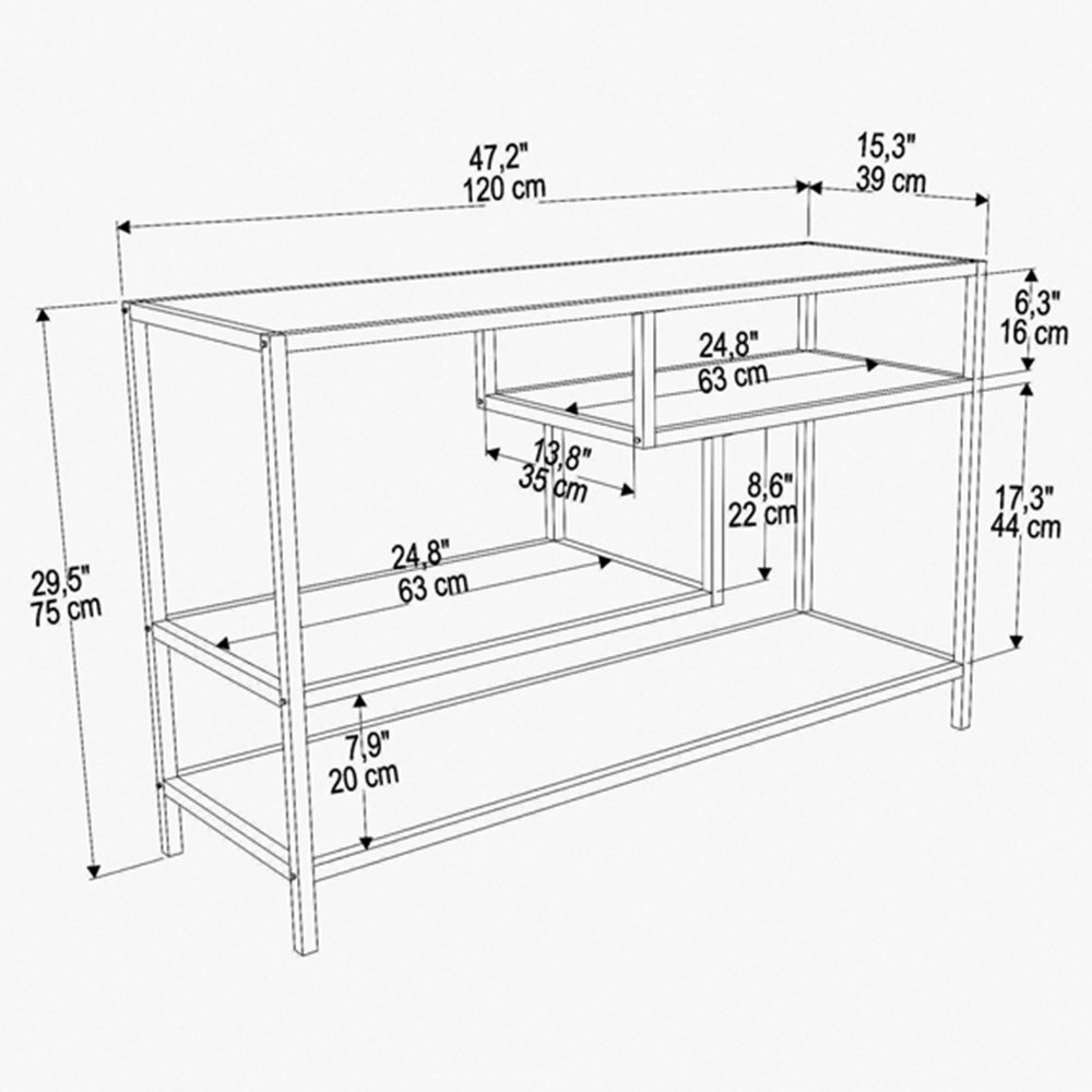 Decorotika Robins Industrial White and Grey TV Stand Image 7