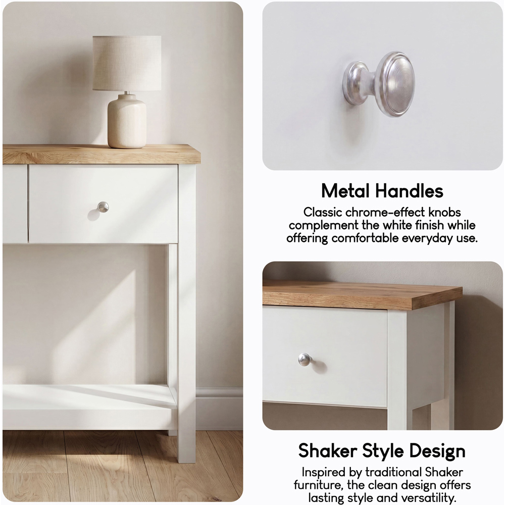 VIDA DESIGNS Arlington 2 Drawer White and Oak Console Table Image 5