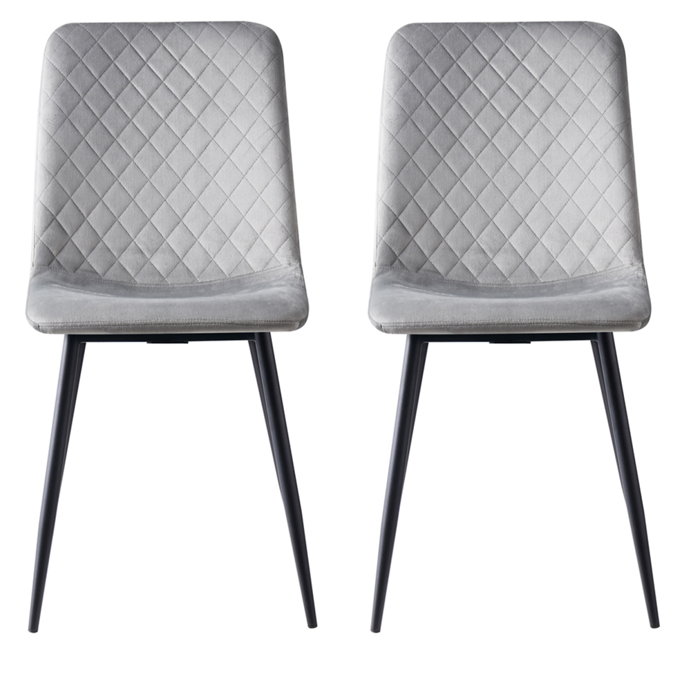 wilko Lexi Set of 4 Light Grey Velvet Fabric Dining Chairs Image 3