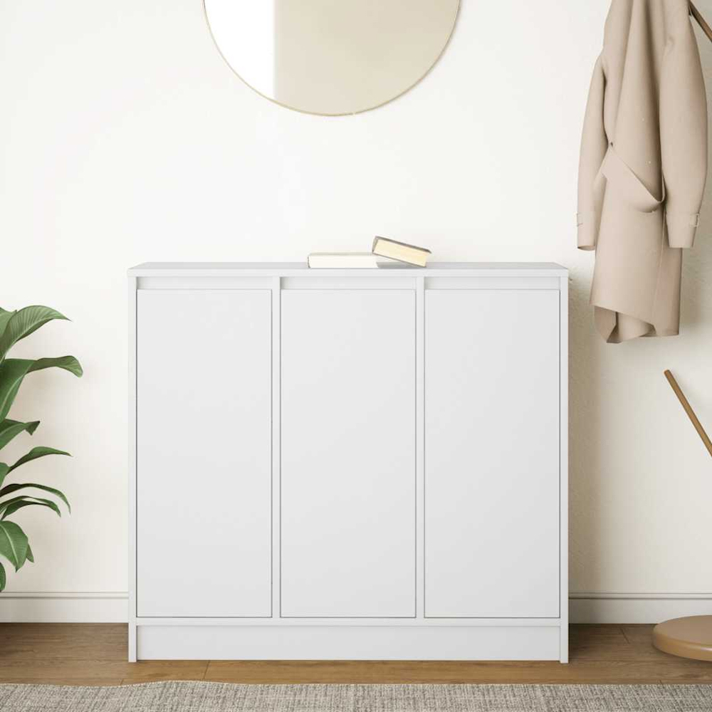 vidaXL 3 Door White Sideboard Image 9