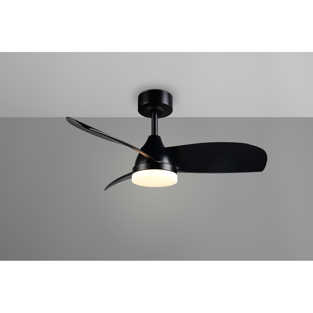 TRIO Helsinki Matt Black Ceiling Fan with Integrated LED Light Image 3