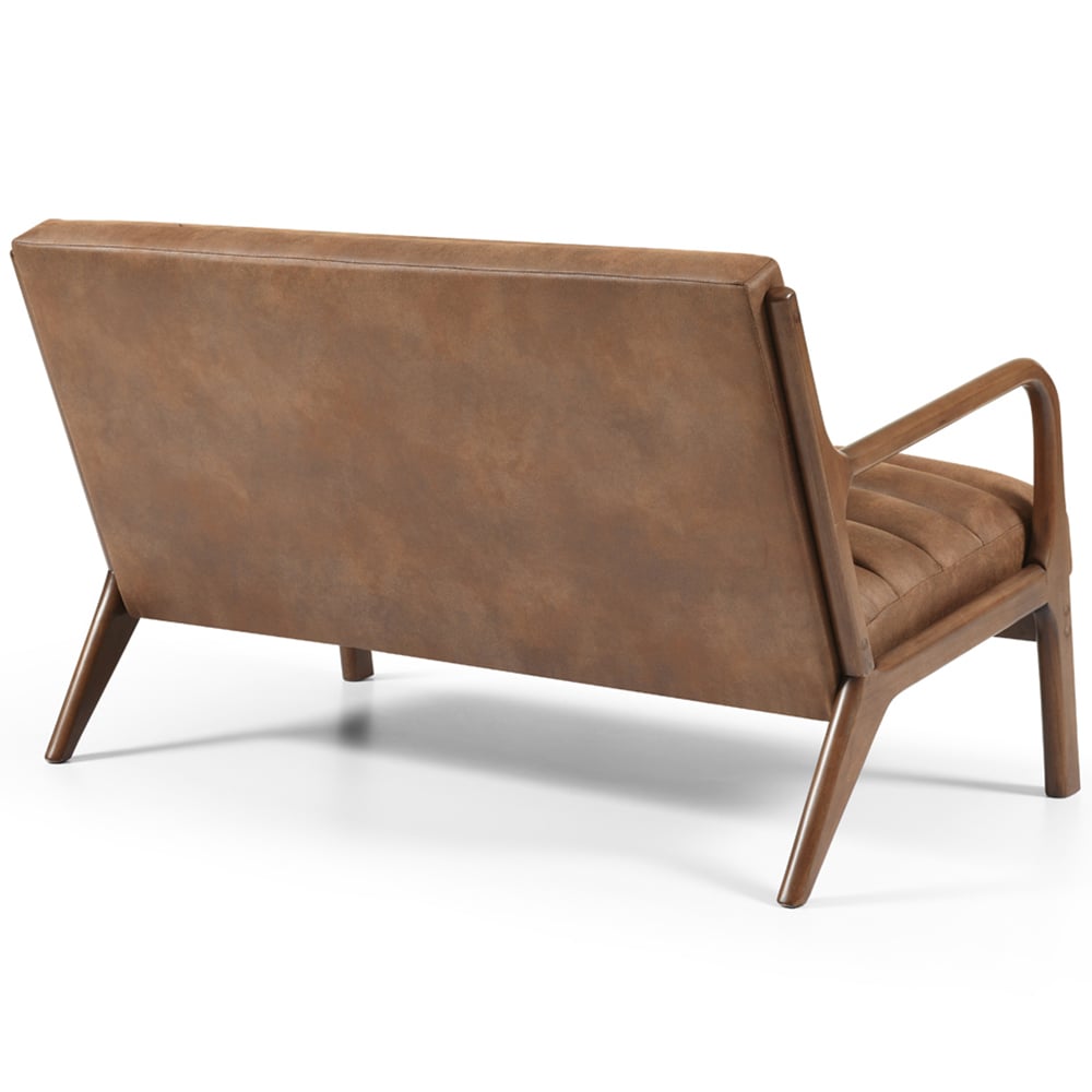 Otis 2 Seater Brown Ribbed PU Sofa Image 5