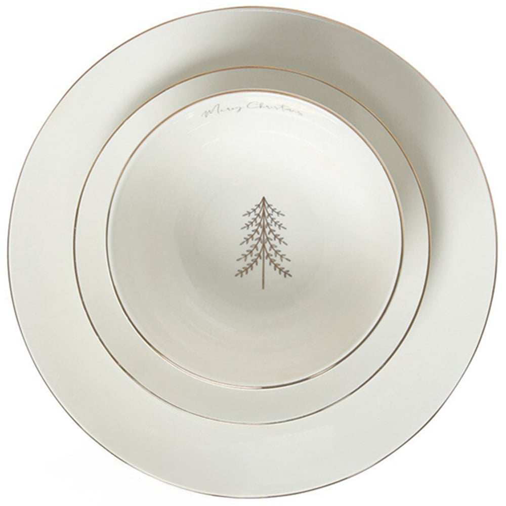 12 Piece Pine Dinner Set Gold - Gold Image 1