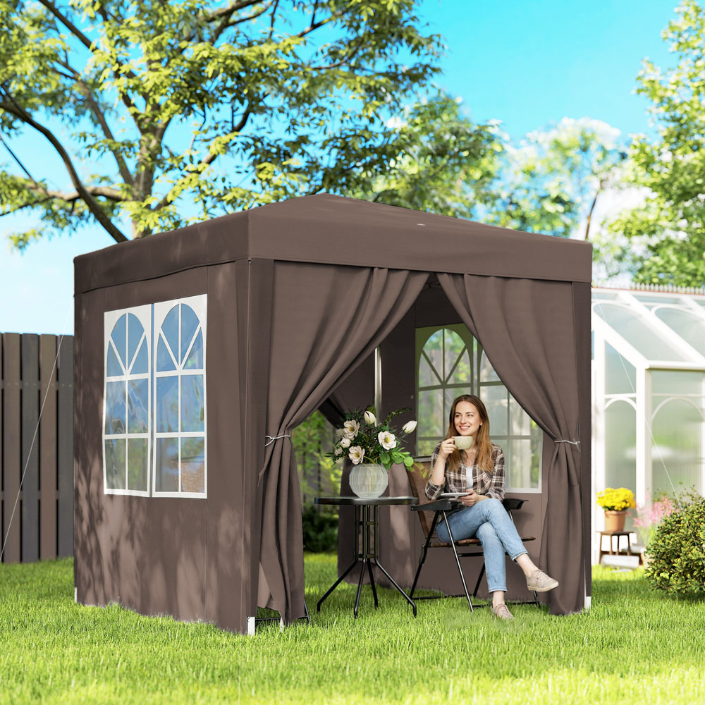 Outsunny 2 x 2m Coffee Marquee Pop Up Gazebo Party Tent Image 1
