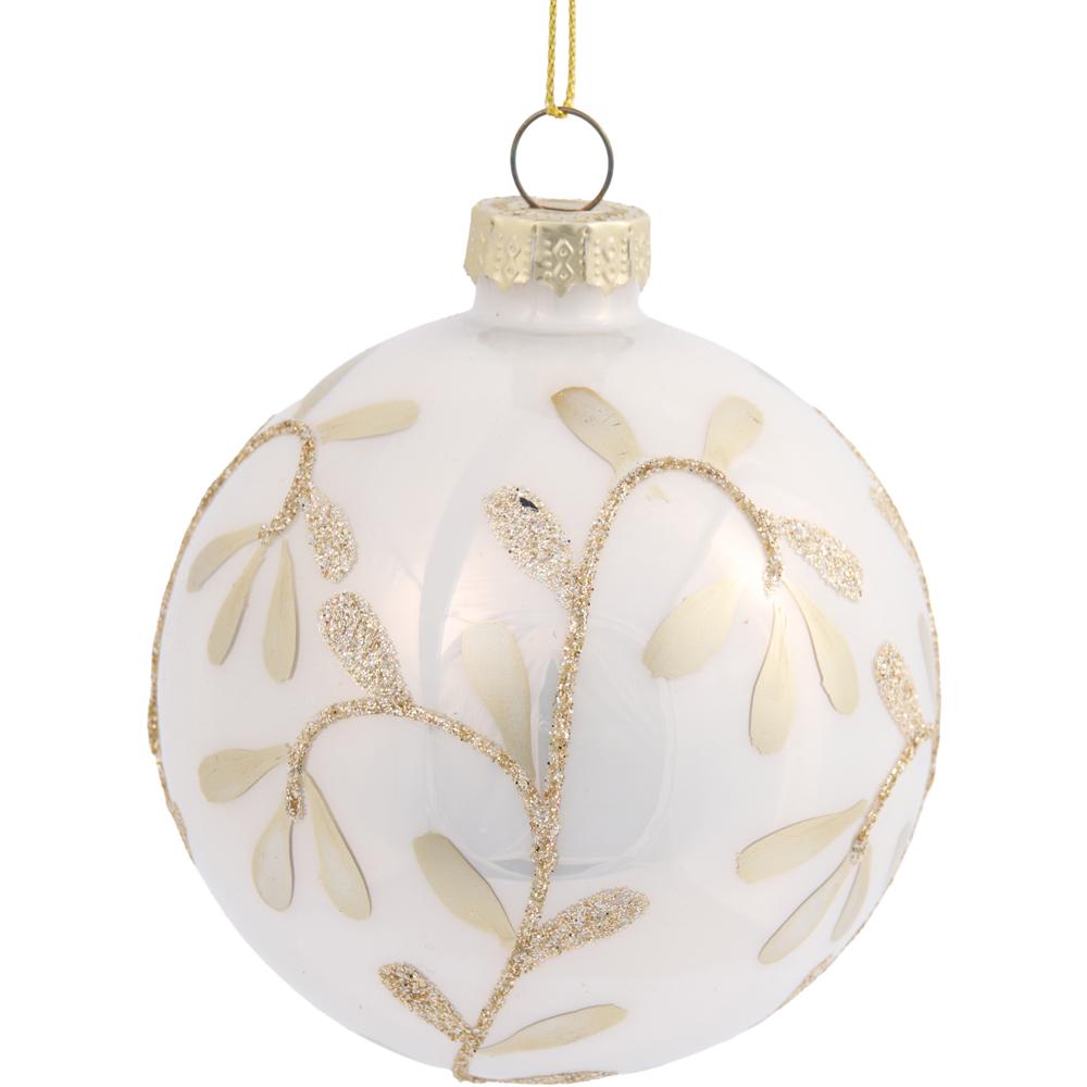 Ivory Gold Glitter Bauble - Ivory Image 3
