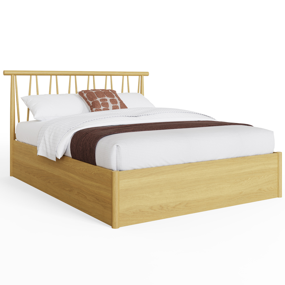 GFW Fusum Double Oak Spindle Wooden Ottoman Bed Image 4
