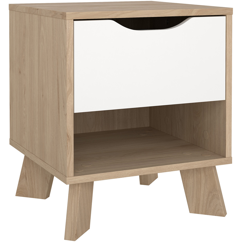 Furniture To Go Single Drawer Single Shelf White and Brown Nightstand Image 2