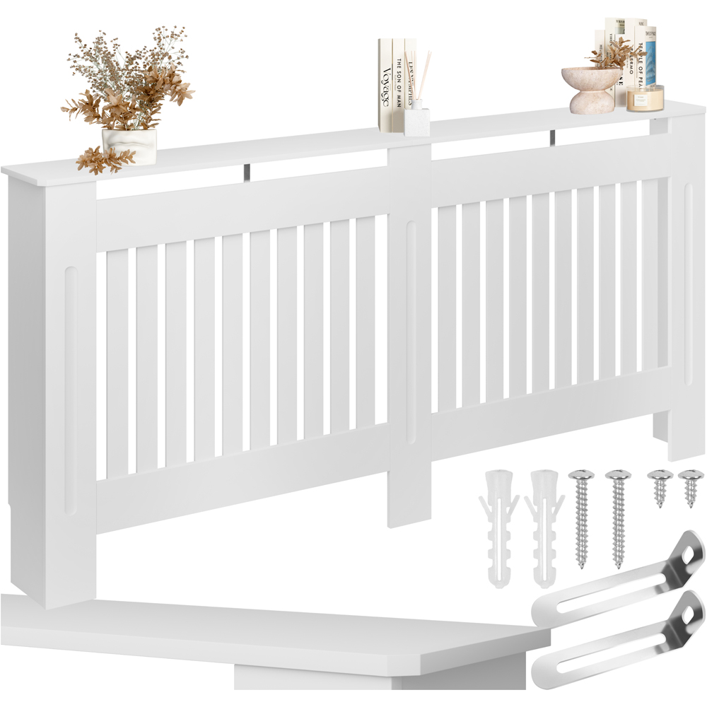 tectake Vila Louvre Style White Radiator Cover 172 x 82 x 19cm Image 2