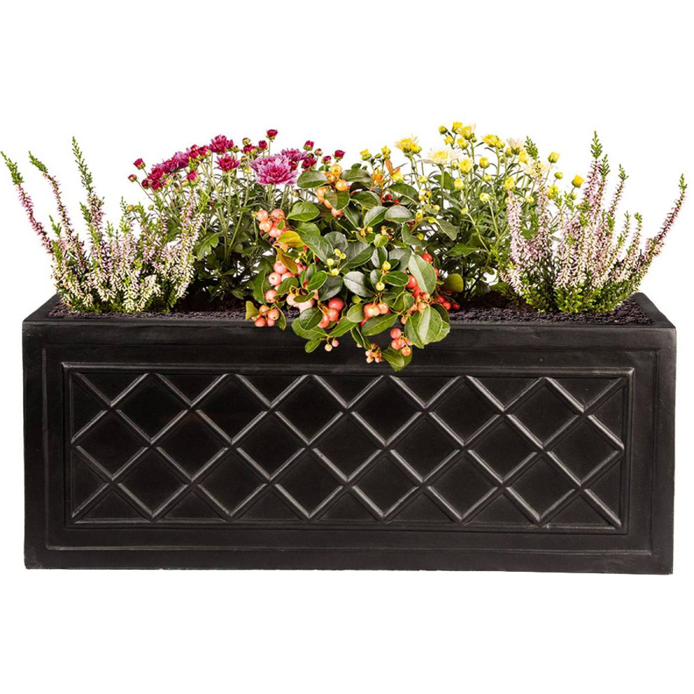 wilko Window Flower Box Dark Grey Light Stone Outdoor Planter 60cm Wilko
