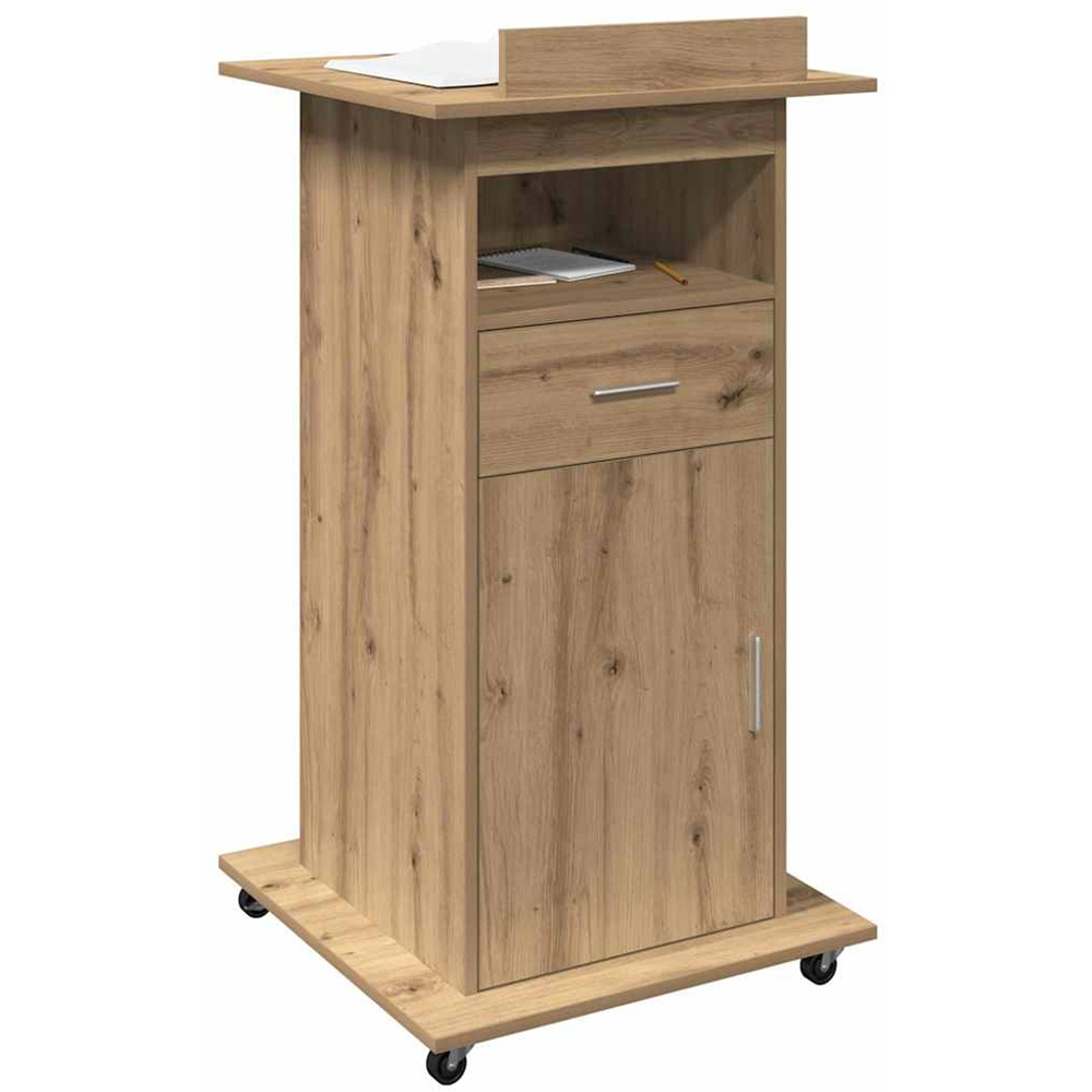 vidaXL Single Door Single Drawer Single Shelf Artisan Oak Office Podium Image 3