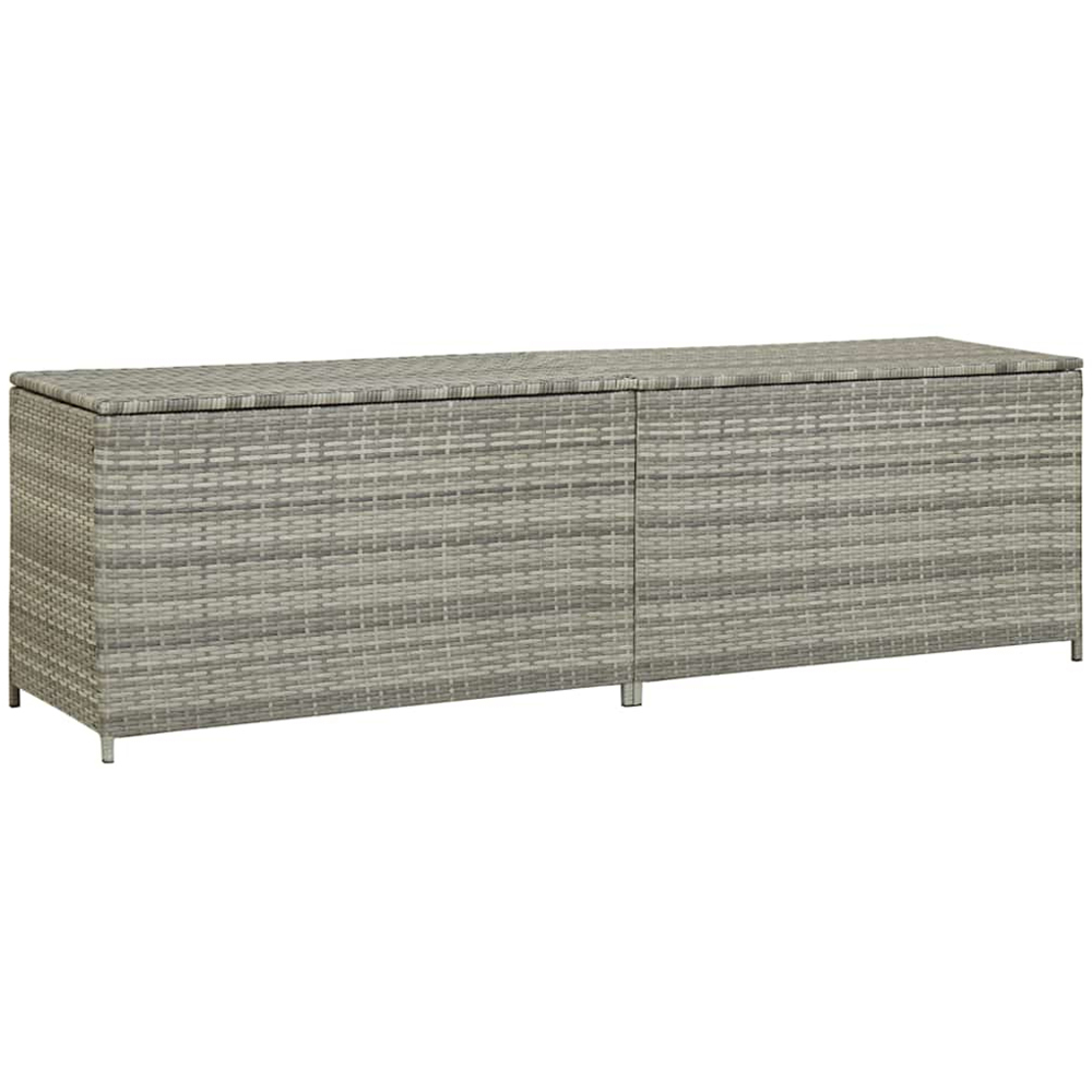 vidaXL 60 x 200 x 50cm Grey Poly Rattan Garden Storage Box Image 1