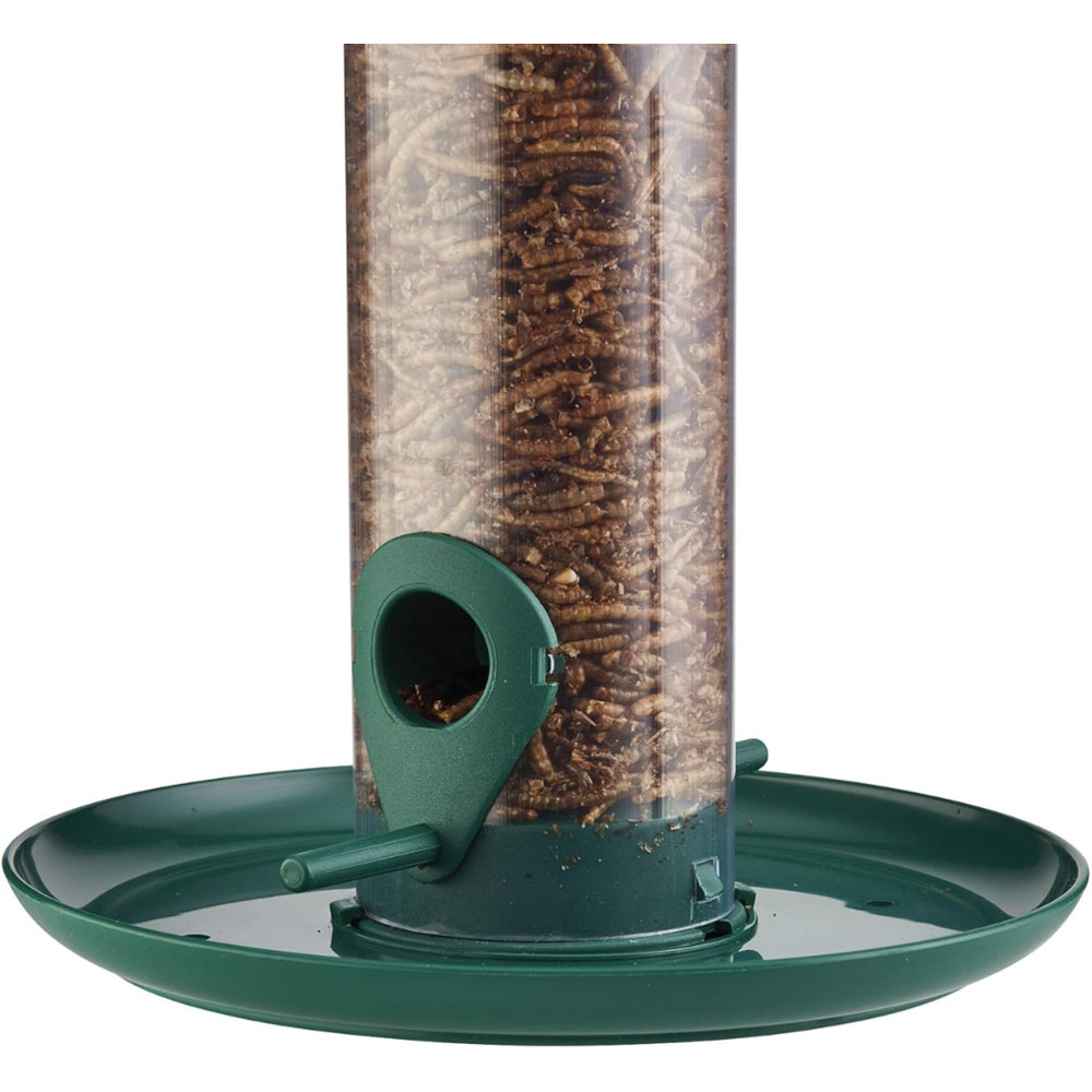 Happy Beaks 4 Port Plastic Hanging Bird Mealworm Feeder with Tray Image 4