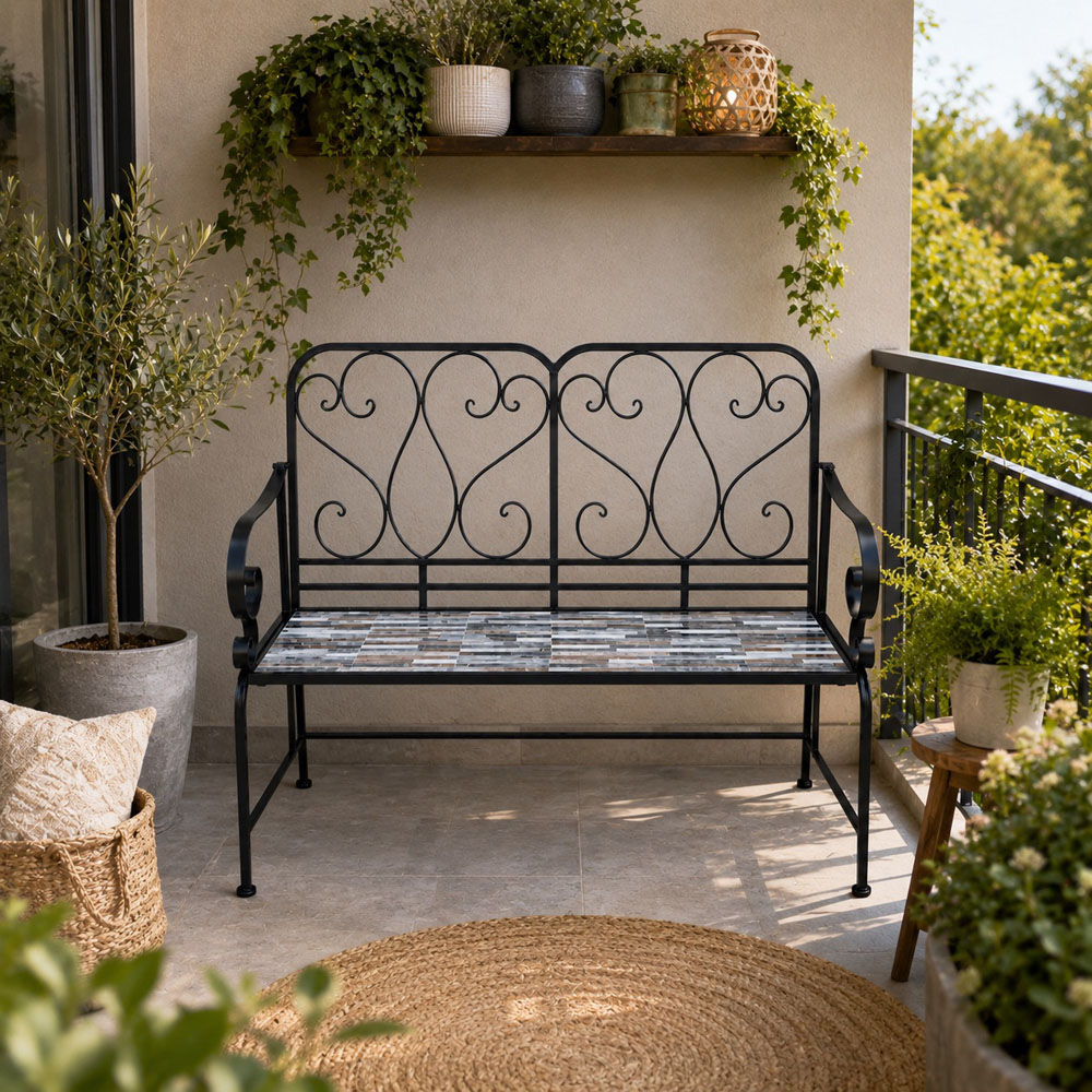 Shatchi Oasis Mosaic 2 Seater Garden Bench Image 4