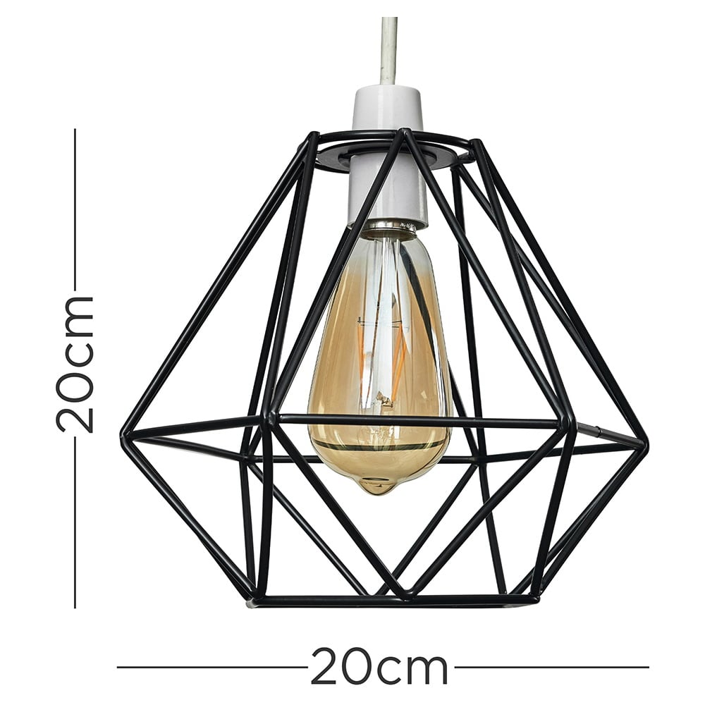 ValueLights Diablo Black Industrial Wire Frame Pendant Shade Image 9