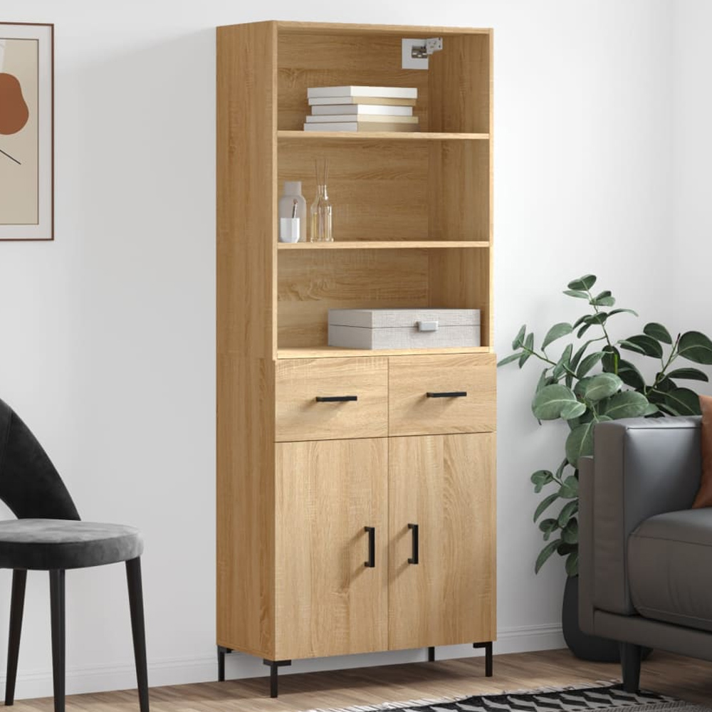 vidaXL 2 Door 2 Drawer 2 Shelf Sonoma Oak Highboard Image 1