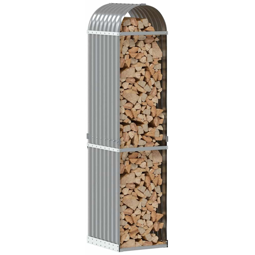 vidaXL Grey Galvanised Steel Firewood Log Holder 170 x 40 x 45cm Image 2