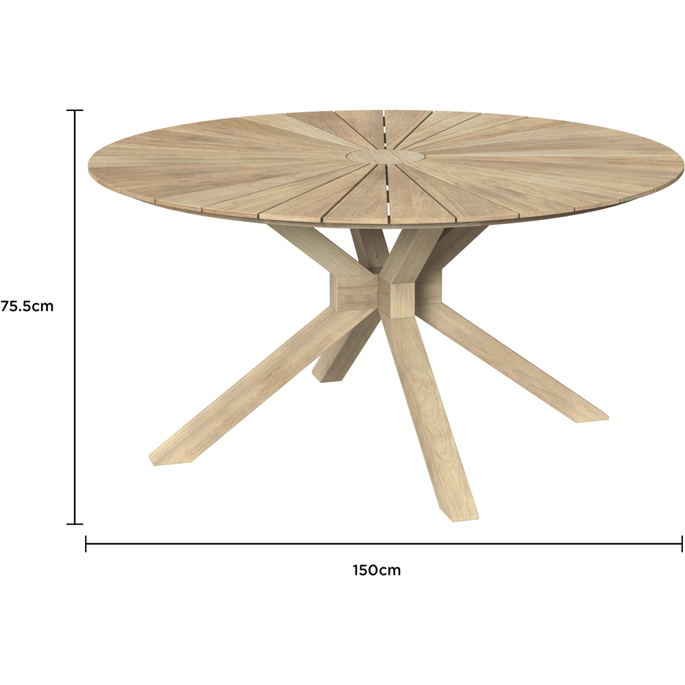 Charles Bentley Delgada 6 Seater Acacia Round Dining Table with Sundial Top Image 7