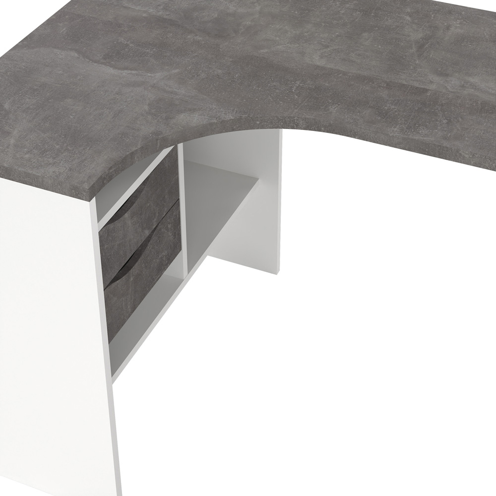 Florence Function Plus 2 Drawer Corner Desk White and Grey Image 8
