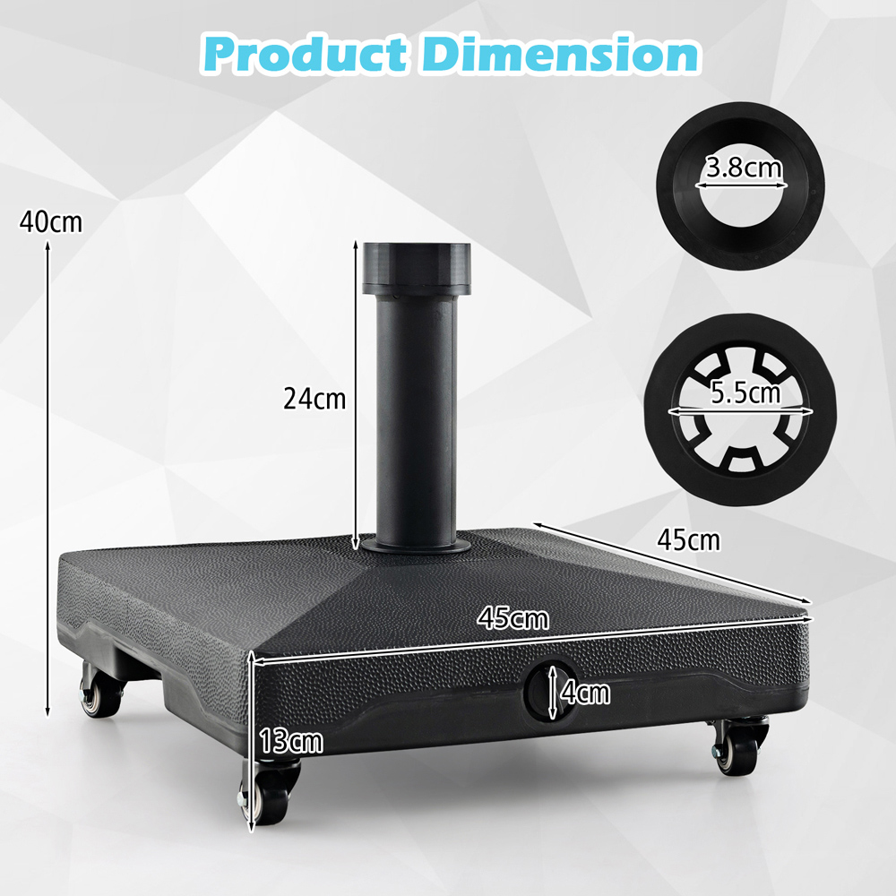 Costway Fillable Umbrella Base Stand with Lockable Universal Wheels Image 9