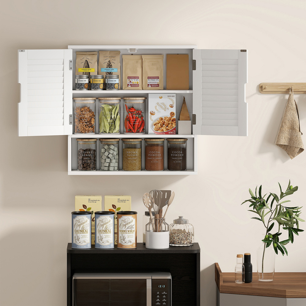 Portland 2 Door Single Shelf White Wall-Mounted Bathroom Storage Cabinet Image 4