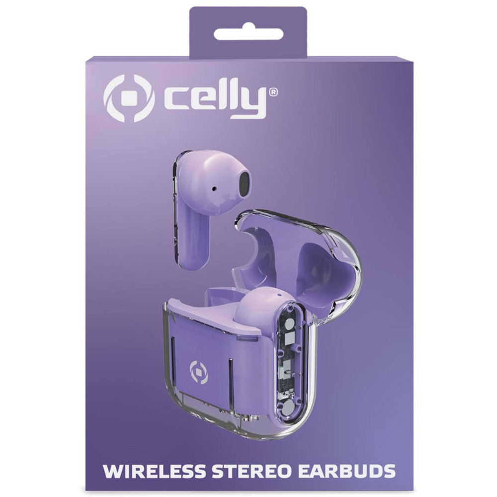 Celly Sheer Violet Wireless Stereo Earbuds Image 3