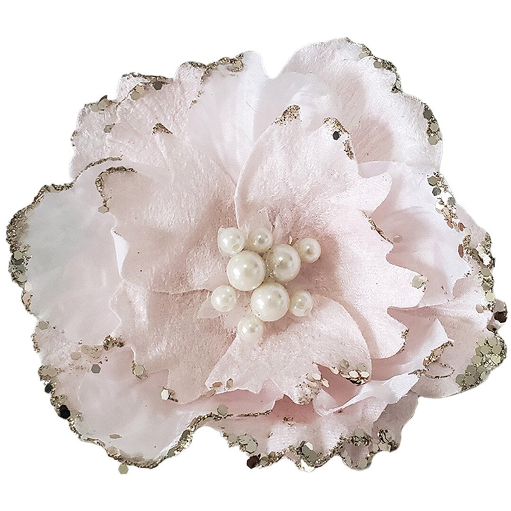 Sugar Wonderland Pink Feather Pearl Flower Clip Image
