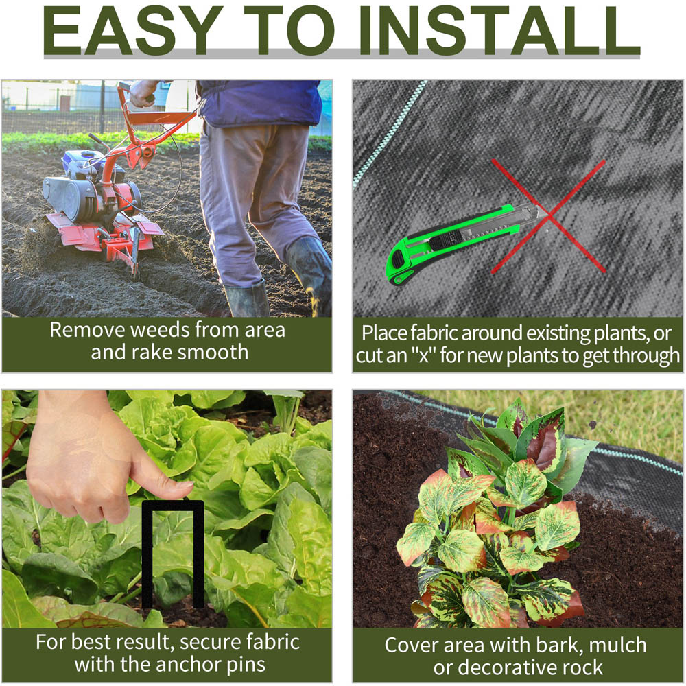 Outsunny Garden Fabric Weed Barrier Gardening Mat 2 x 50m Image 6