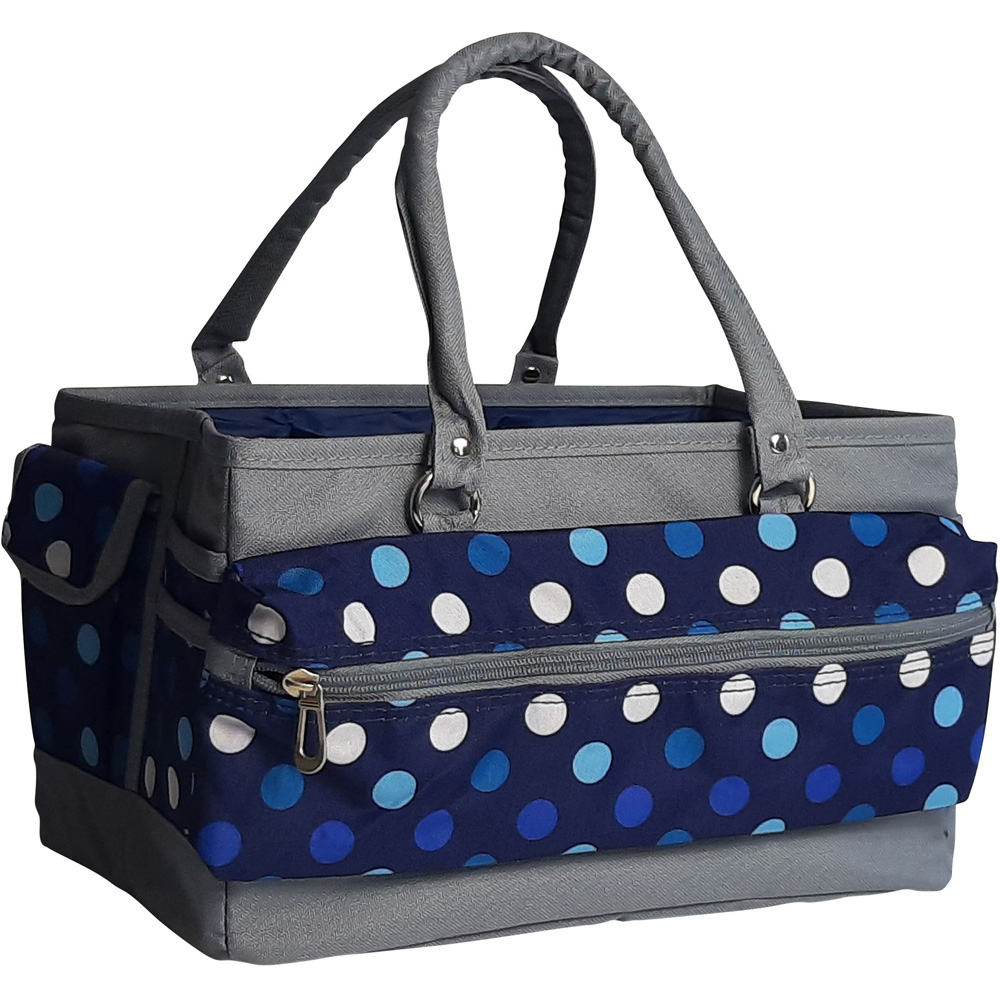 Sewing Online PT900-NAVY-POLKA Navy Polka Deluxe Tote Organiser 30 x 20 x 18cm Image 2