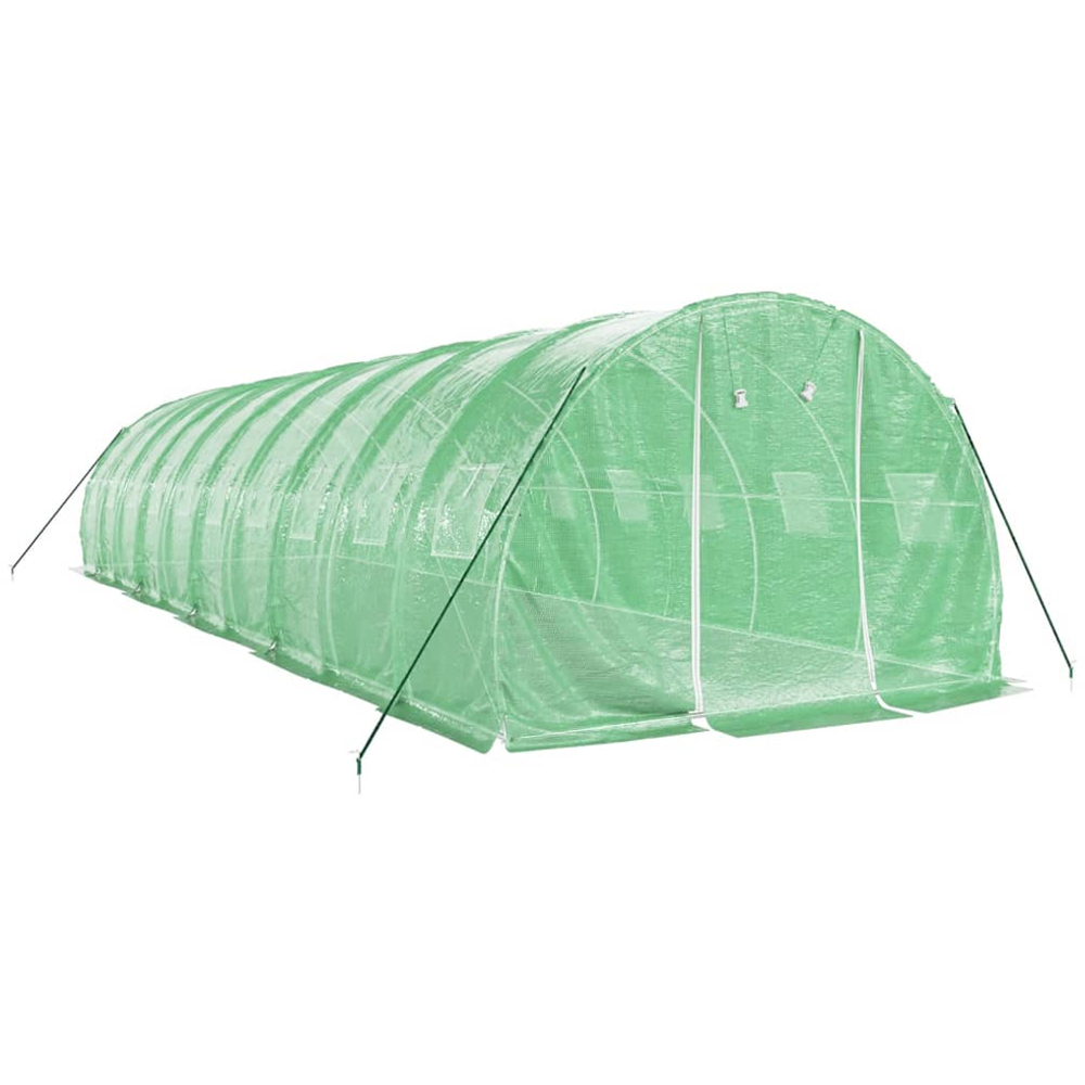 vidaXL Green Polyethylene Galvanised Steel Frame 32.8 x 9.8ft Greenhouse Image 2
