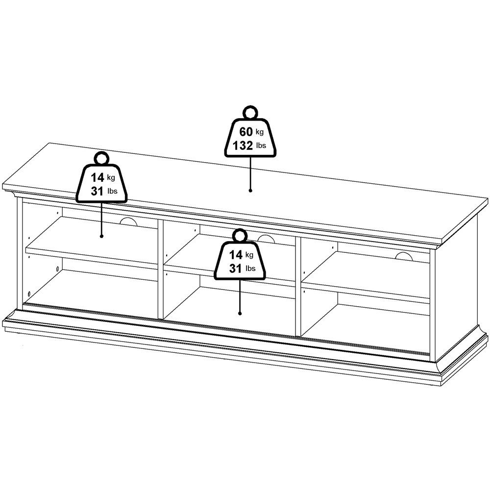 Florence Paris 2 Door 2 Shelf White TV Unit Image 2