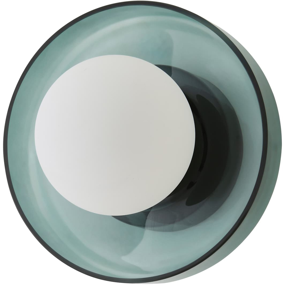 ValueLights Newbury Jade Green Glass Shade Flush Wall Light with Bulb 2 Pack Image 1
