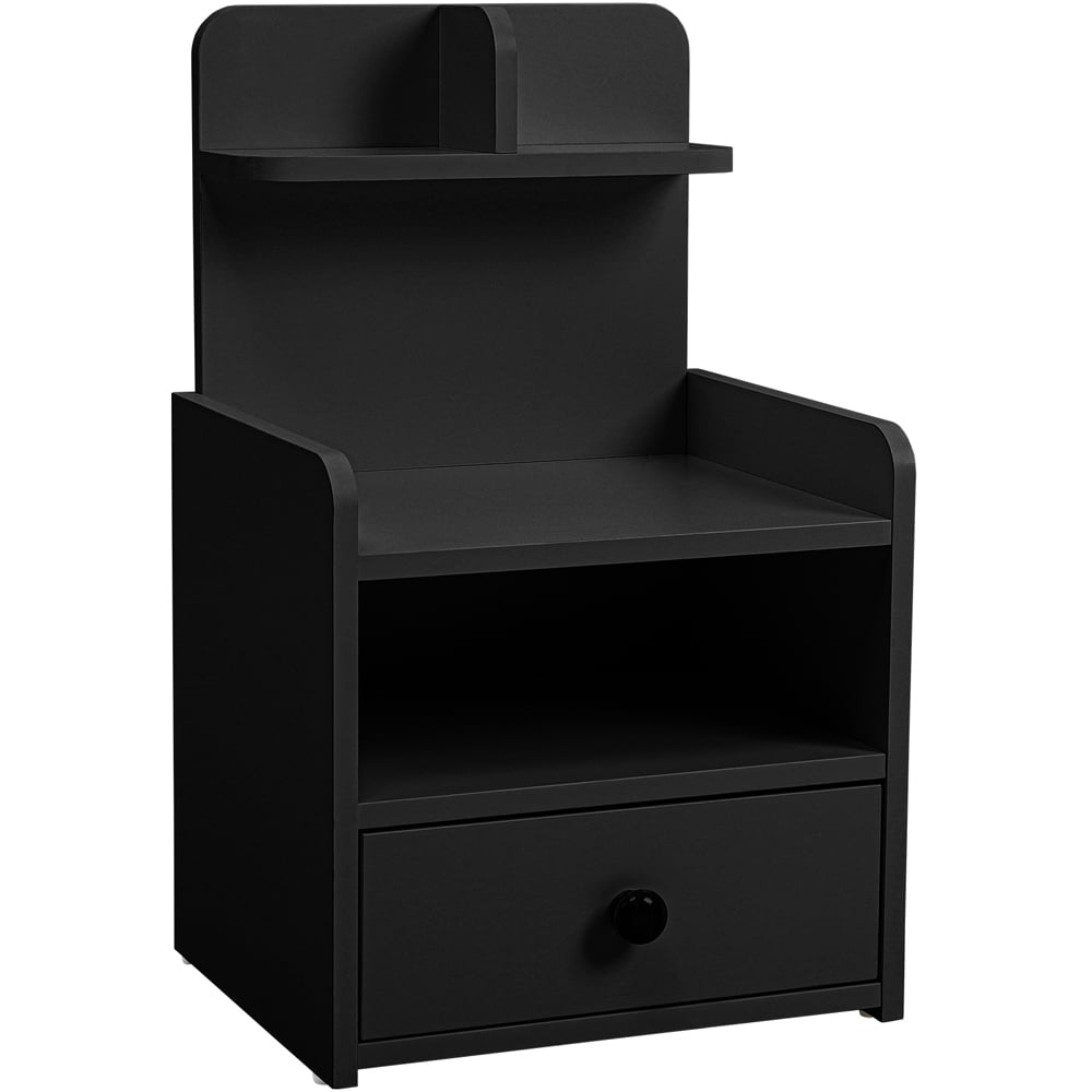 Living and Home Single Drawer and 4 Shelves Black Bedside Table Image 2