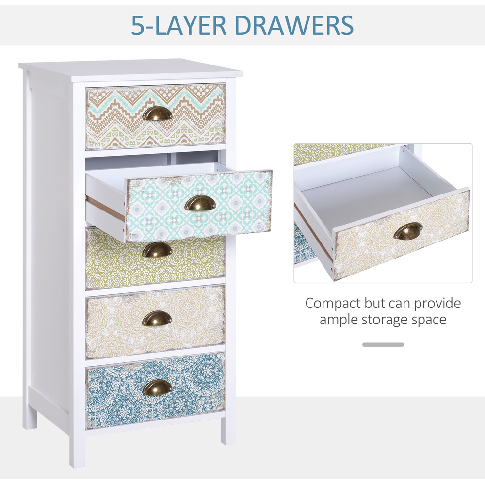 Portland 5 Drawer White Storage Chest Image 4